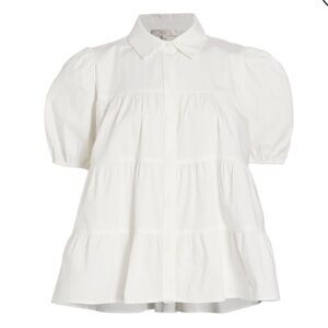 New Wayf Canossa Tiered Cotton Poplin Top